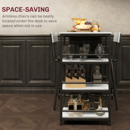 HOMCOM Three-Piece Kitchen Dining Set, with Shelves - Grey/Black - thumbnail 7