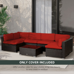 Outsunny Set of 14 Outdoor Cushion Covers - Red - thumbnail 6