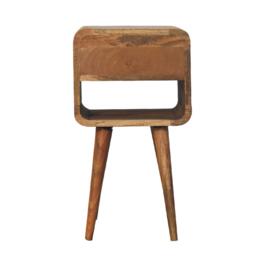 Solid Mango Wood Mini Bedside Table with Spacious Drawer and Open Slot, Hand-finished Desk with Unique Grain, 30L x 30W x 55H cm, Brown - Aosom UK - thumbnail 7