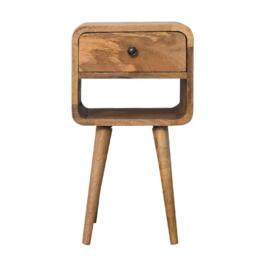Solid Mango Wood Mini Bedside Table with Spacious Drawer and Open Slot, Hand-finished Desk with Unique Grain, 30L x 30W x 55H cm, Brown - Aosom UK - thumbnail 2
