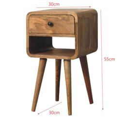 Solid Mango Wood Mini Bedside Table with Spacious Drawer and Open Slot, Hand-finished Desk with Unique Grain, 30L x 30W x 55H cm, Brown - Aosom UK - thumbnail 3