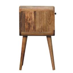 Solid Mango Wood Mini Bedside Table with Spacious Drawer and Open Slot, Hand-finished Desk with Unique Grain, 30L x 30W x 55H cm, Brown - Aosom UK - thumbnail 6