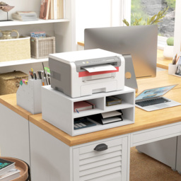 HOMCOM Three-Compartment Printer Storage Cabinet - White - Aosom UK - thumbnail 2