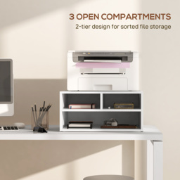 HOMCOM Three-Compartment Printer Storage Cabinet - White - Aosom UK - thumbnail 4