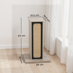 PawHut 63cm Cat Scratching Post, Cat Scratcher with Replaceable Scratching Board, Top Perch, Sisal Scratch Mat, Oak - thumbnail 3