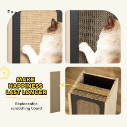 PawHut 63cm Cat Scratching Post, Cat Scratcher with Replaceable Scratching Board, Top Perch, Sisal Scratch Mat, Oak - thumbnail 5
