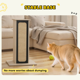 PawHut 63cm Cat Scratching Post, Cat Scratcher with Replaceable Scratching Board, Top Perch, Sisal Scratch Mat, Oak - thumbnail 4