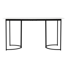 Modern Rectangular Extendable Dining Table with Adjustable Feet and Marble Pattern Top, Table Metal Frame, 140x80x75 cm, White/Black - Aosom UK - thumbnail 8