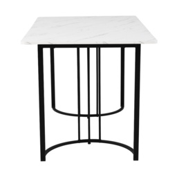 Modern Rectangular Extendable Dining Table with Adjustable Feet and Marble Pattern Top, Table Metal Frame, 140x80x75 cm, White/Black - Aosom UK - thumbnail 9