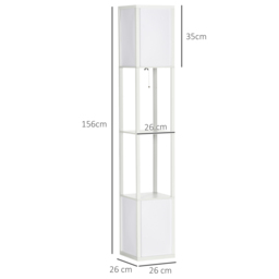 HOMCOM Floor Lamp with Shelves, Modern Floor Standing Lamp with Dual Ambient Light for Living Room, Bedroom, White - Aosom UK - thumbnail 3