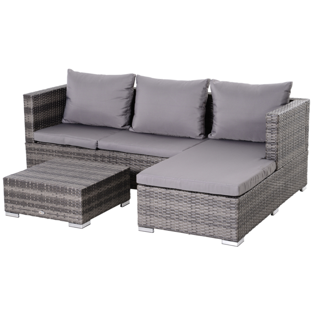 Outsunny 4-Seater Outdoor Garden PE Rattan Furniture Set Grey - Aosom UK - image 1