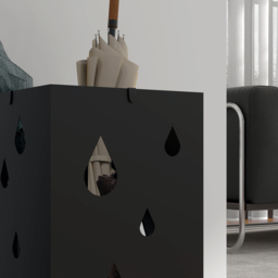 HOMCOM Square Umbrella Stand Freestanding for Hallway with 4 Hooks, Drip Tray, Metal Construction, Dark Grey - Aosom UK - thumbnail 7