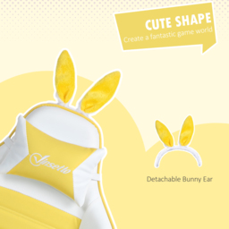 Vinsetto Racing Gaming Chair, Reclining PU Leather Computer Chair with Removable Rabbit Ears, Footrest, Headrest and Lumber Support, Yellow - Aosom UK - thumbnail 4