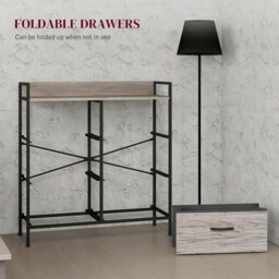 HOMCOM Rustic Chest of Six Fabric Drawers - Grey Wood Effect - Aosom UK - thumbnail 6