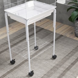 PawHut Bird Cage Budgie Cages for Finch Canary Parakeet with Stand Wheels Slide-out Tray Accessories Storage Shelf, White - thumbnail 9