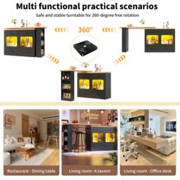 360° Rotating Bar Table with Rotatable Side and Spice Rack, Extendable Kitchen Island with 4 Drawers, 135-203L x 39W x 93H cm, Black - Aosom UK - thumbnail 4