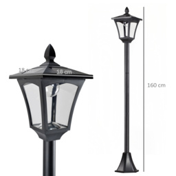 Outsunny 2 Pieces Outdoor Garden Solar Post Lamp Sensor Dimmable LED Lantern Bollard Pathway 1.6M Tall – Black - Aosom UK - thumbnail 3