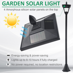 Outsunny 2 Pieces Outdoor Garden Solar Post Lamp Sensor Dimmable LED Lantern Bollard Pathway 1.6M Tall – Black - Aosom UK - thumbnail 4