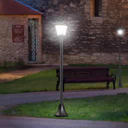 Outsunny 2 Pieces Outdoor Garden Solar Post Lamp Sensor Dimmable LED Lantern Bollard Pathway 1.6M Tall – Black - Aosom UK - thumbnail 2