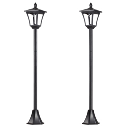 Outsunny 2 Pieces Outdoor Garden Solar Post Lamp Sensor Dimmable LED Lantern Bollard Pathway 1.6M Tall – Black - Aosom UK