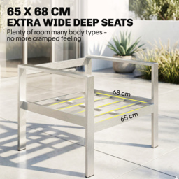 Outsunny 4 Seater Garden Furniture Set, Extra Wide Deep Garden Sofa Set with Olefin Cushions, Brushed Aluminium Frame, Dark Grey - thumbnail 4