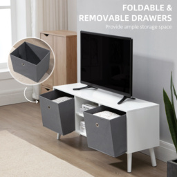 HOMCOM Morden TV Cabinet, TV Stand for TVs Up to 50 Inches with Storage Compartments and Drawer, White & Grey - Aosom UK - thumbnail 5
