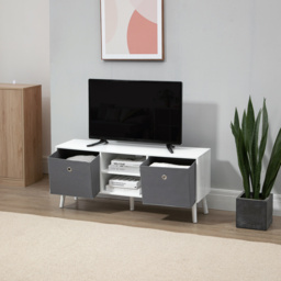 HOMCOM Morden TV Cabinet, TV Stand for TVs Up to 50 Inches with Storage Compartments and Drawer, White & Grey - Aosom UK - thumbnail 8
