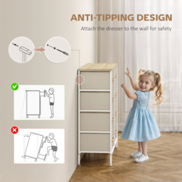 HOMCOM Fabric Chest of Drawers, Industrial Bedroom Dresser with 8 Fabric Drawers, Steel Frame and Wooden Top for Nursery, Living Room, Hallway, Maple Wood-effect - thumbnail 5