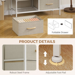 HOMCOM Fabric Chest of Drawers, Industrial Bedroom Dresser with 8 Fabric Drawers, Steel Frame and Wooden Top for Nursery, Living Room, Hallway, Maple Wood-effect - thumbnail 6