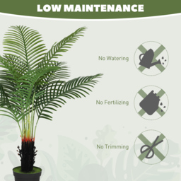 HOMCOM 120cm Artificial Areca Palm Tree with 9 PE Leaves, Decorative Artificial Plant with Plastic Pot and Flocked Soil, Fake Plant for Home Office Decor, Green - thumbnail 6