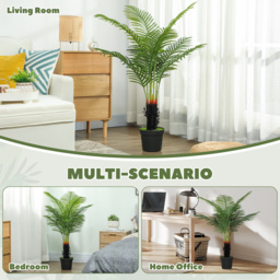 HOMCOM 120cm Artificial Areca Palm Tree with 9 PE Leaves, Decorative Artificial Plant with Plastic Pot and Flocked Soil, Fake Plant for Home Office Decor, Green - thumbnail 5