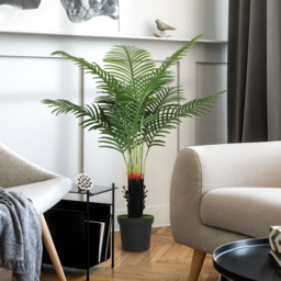HOMCOM 120cm Artificial Areca Palm Tree with 9 PE Leaves, Decorative Artificial Plant with Plastic Pot and Flocked Soil, Fake Plant for Home Office Decor, Green - thumbnail 8