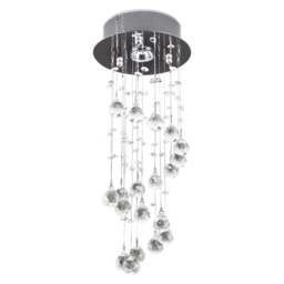 HOMCOM Metal Crystal Ceiling Light Chandelier Elegant Pendant Lamp Living Room Stairway Stairway Spiral Rain Drop Pendant Lamp Silver - Aosom UK - thumbnail 1