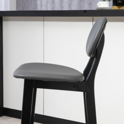 HOMCOM Bar Stools Set of 2, Modern Breakfast Bar Chairs, Faux Leather Upholstered Counter Bar Stools with Backs and Wood Legs, Dark Grey - Aosom UK - thumbnail 8