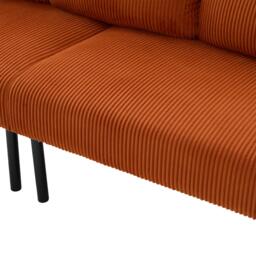 Oversized Two-Seater Corduroy Sofa with Ergonomic Curves, Comfortable Loveseat with Dual Side Storage Pockets, 171L x 72W x 80H cm, Orange - Aosom UK - thumbnail 7