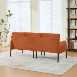 Oversized Two-Seater Corduroy Sofa with Ergonomic Curves, Comfortable Loveseat with Dual Side Storage Pockets, 171L x 72W x 80H cm, Orange - Aosom UK - thumbnail 5