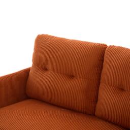 Oversized Two-Seater Corduroy Sofa with Ergonomic Curves, Comfortable Loveseat with Dual Side Storage Pockets, 171L x 72W x 80H cm, Orange - Aosom UK - thumbnail 6