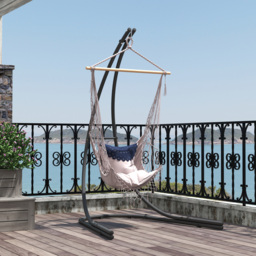 Outsunny Hammock Chair Stand Only, Hanging Chair Stand with Extra Large Base for Indoor Outdoor, 150 KG Capacity, Black - Aosom UK - thumbnail 8