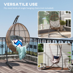 Outsunny Hammock Chair Stand Only, Hanging Chair Stand with Extra Large Base for Indoor Outdoor, 150 KG Capacity, Black - Aosom UK - thumbnail 4