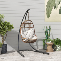 Outsunny Hammock Chair Stand Only, Hanging Chair Stand with Extra Large Base for Indoor Outdoor, 150 KG Capacity, Black - Aosom UK - thumbnail 2