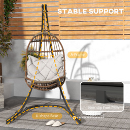 Outsunny Hammock Chair Stand Only, Hanging Chair Stand with Extra Large Base for Indoor Outdoor, 150 KG Capacity, Black - Aosom UK - thumbnail 6
