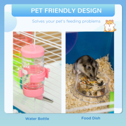 PawHut Large Hamster Cage, 5-Level Gerbil Haven, Small Rodent House, Tunnel Tube System, with Water Bottle, Exercise Wheel, Ramps, 59x36x 69 cm Blue - thumbnail 5