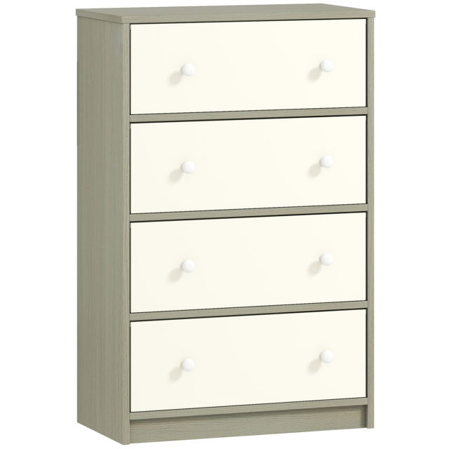 HOMCOM Chest of Drawers, Dresser with 4 Fabric Drawers - White and Grey - image 1