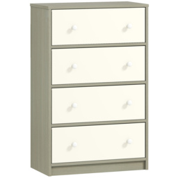 HOMCOM Chest of Drawers, Dresser with 4 Fabric Drawers - White and Grey - thumbnail 1