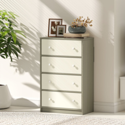 HOMCOM Chest of Drawers, Dresser with 4 Fabric Drawers - White and Grey - thumbnail 9