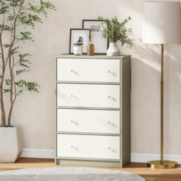 HOMCOM Chest of Drawers, Dresser with 4 Fabric Drawers - White and Grey - thumbnail 8