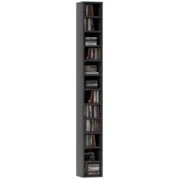 HOMCOM 204 CD Tall Narrow Media Storage Tower - Black - Aosom UK