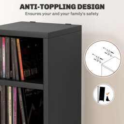 HOMCOM 204 CD Tall Narrow Media Storage Tower - Black - Aosom UK - thumbnail 6
