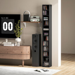 HOMCOM 204 CD Tall Narrow Media Storage Tower - Black - Aosom UK - thumbnail 9