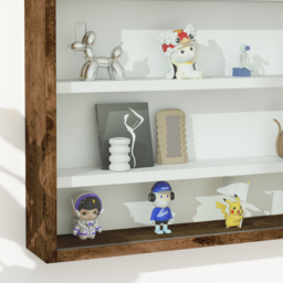 HOMCOM 5-Tier Wall Display Shelf Unit Cabinet w/ 4 Adjustable Shelves Glass Doors Home Office Ornaments 60x80cm Rustic brown - Aosom UK - thumbnail 9